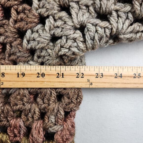 Hand Crochet Granny Square Cardigan Womens L/XL Multicolor Earth Tones Boho EUC - Picture 10 of 12